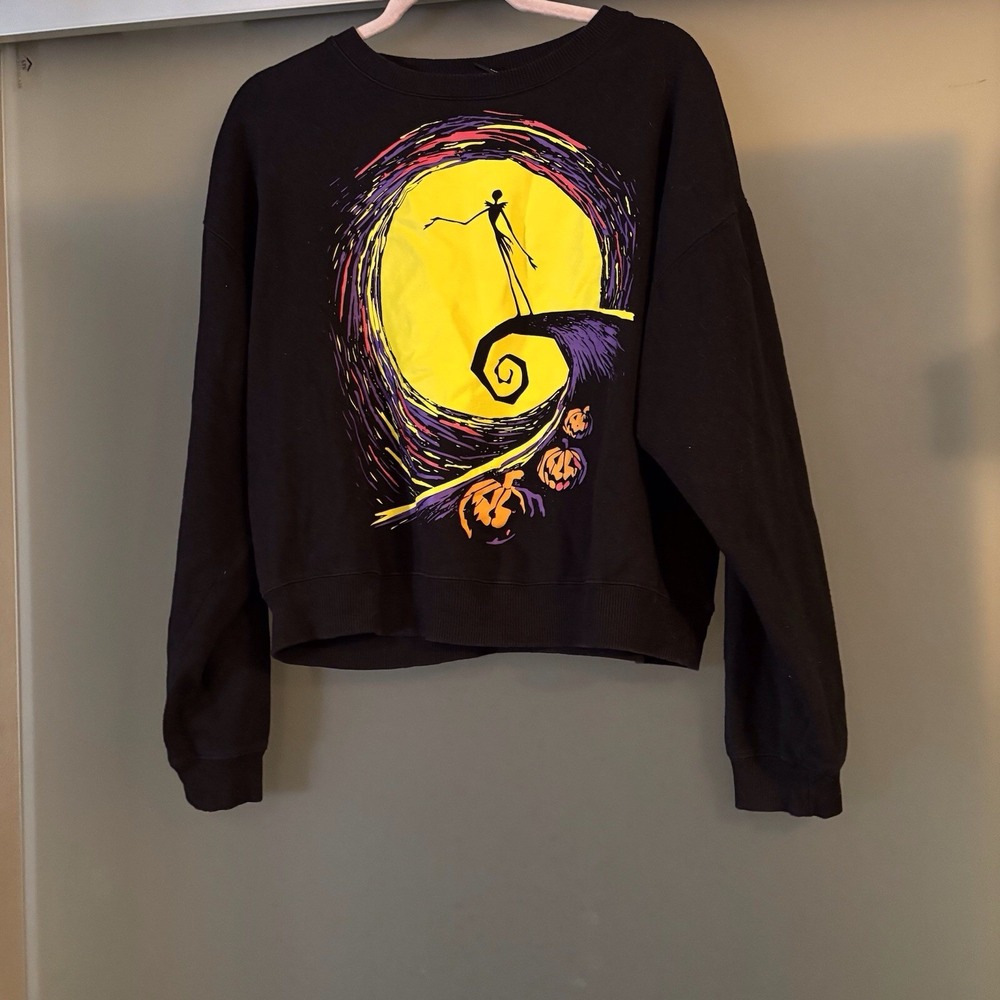 Disney Nightmare Before Christmas Jack Skellington Cropped‎ Graphic Sweatshirt M